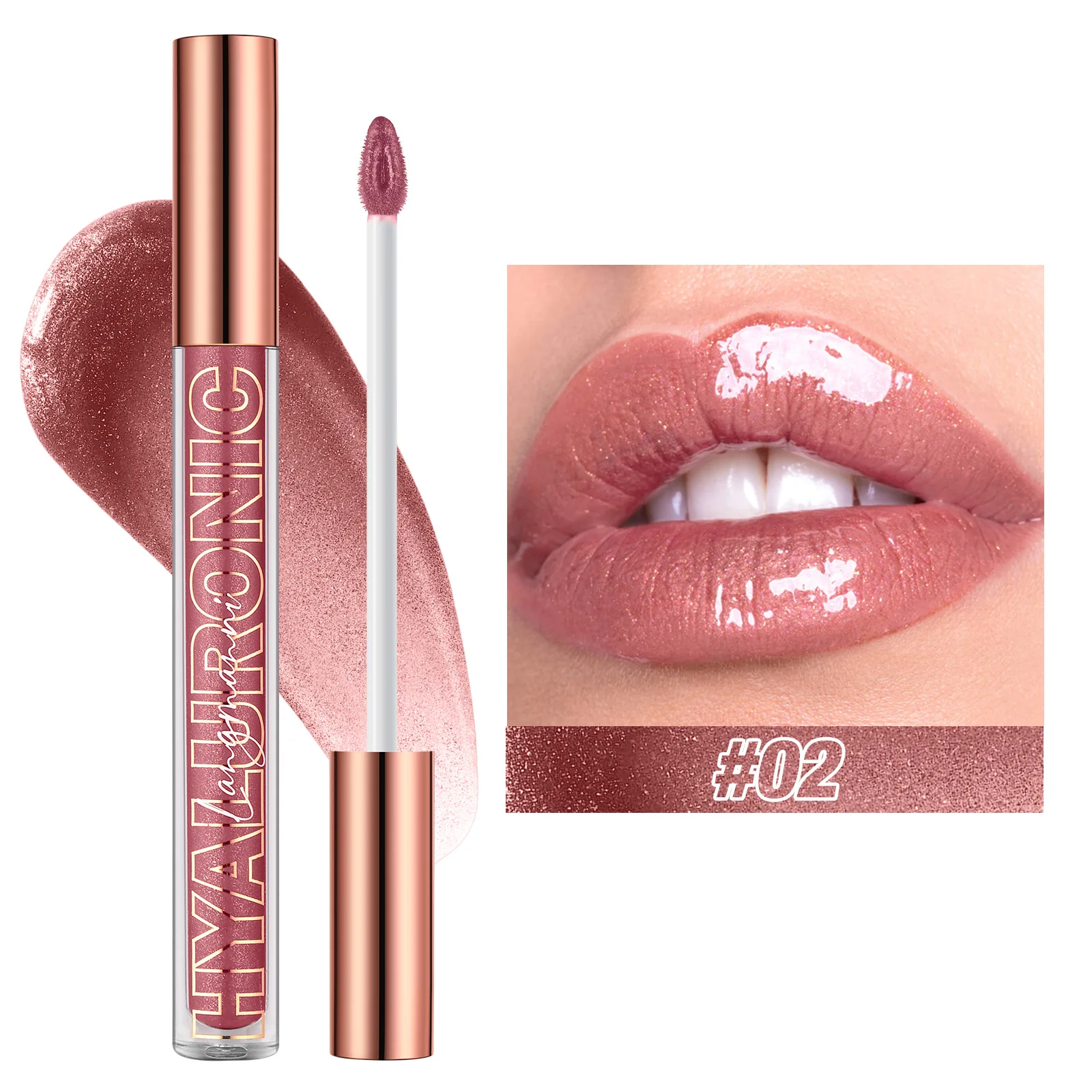 Pearlescent Glitter Plumping Lip GLOSS Diamond Glitter Nude สีชมพู Liquid ลิปสติก SHINY Glass กันน้ำเซ็กซี่ Lip Tint Lip Makeup — image 8