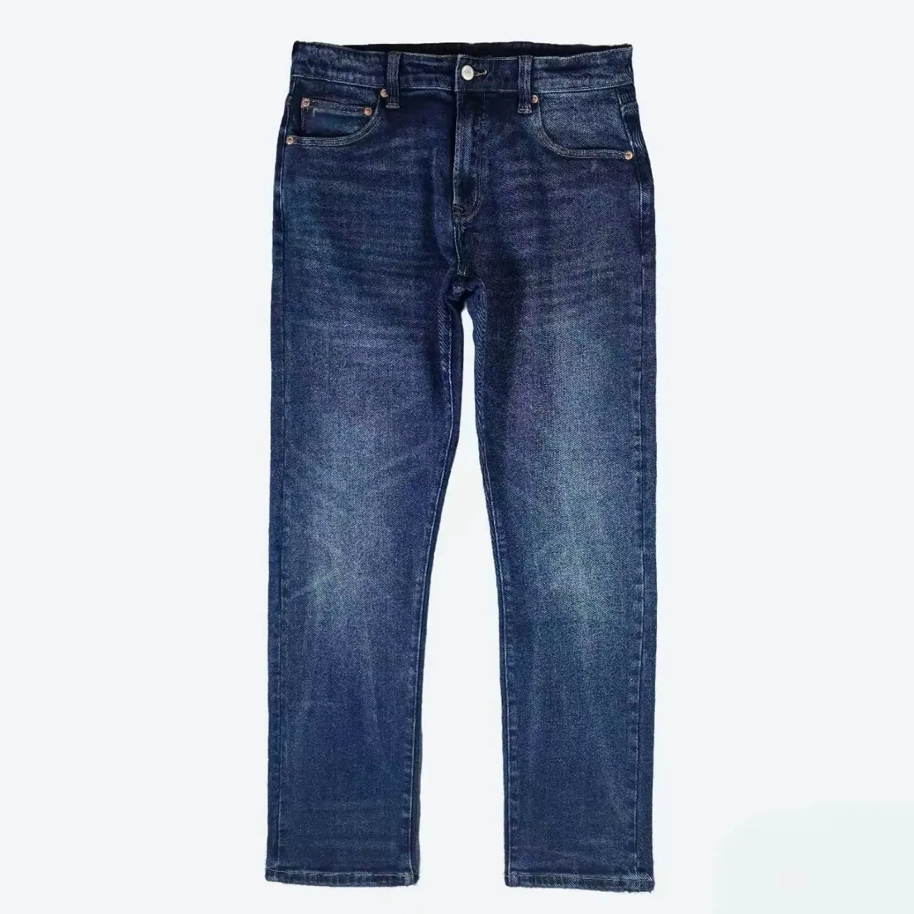 RRL American Retro Elastic Denim Jeans Indigo gewaschen Dicker gerader Schnitt Verschleißfeste Herren-Jeans mit mittlerer Taille und Reißverschluss Herbstsaison — image 2