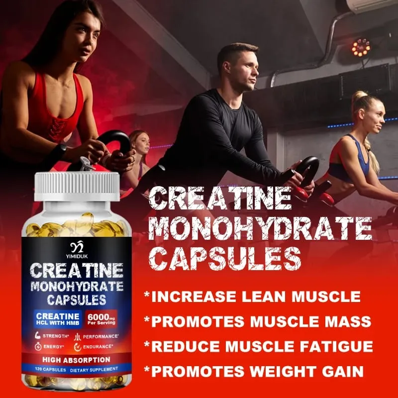 Creatine Monohydrate 6000mg Kapslar med Creatine HCL & HMB Boost Lean Muscle Förbättra träningsuthållighet Lättare muskeltrötthet — image 6