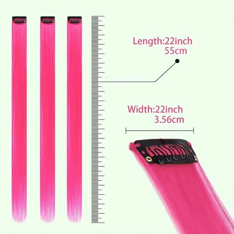 12 Pcs Colored Hair Extensions: Straight Hairpiece Multi-Color Party Highlights Clip-in Synthetic Hair Extensions for Women — image 4