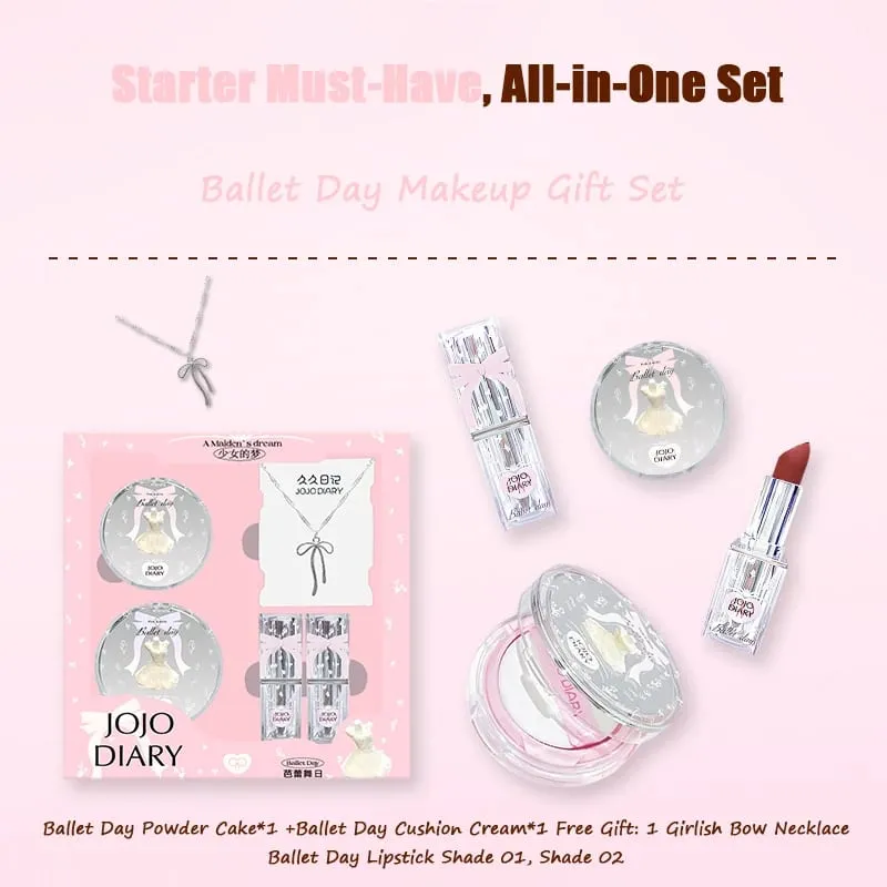 Coffret cadeau de maquillage Ballet Day, kit cosmétique tout-en-un avec fard à joues et rouges à lèvres, collier à nœud, jolie boîte rose — image 6