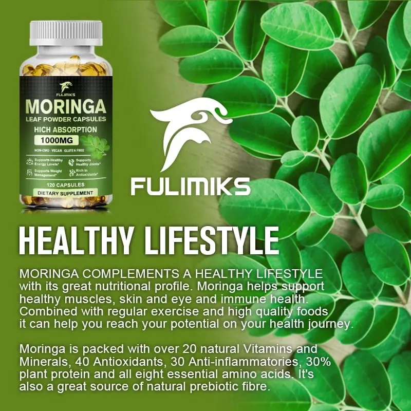 Natural Moringa 1000mg Supplement Supports Immune Defense Digestion Skin Joint Energy & Antioxidant Health — image 7