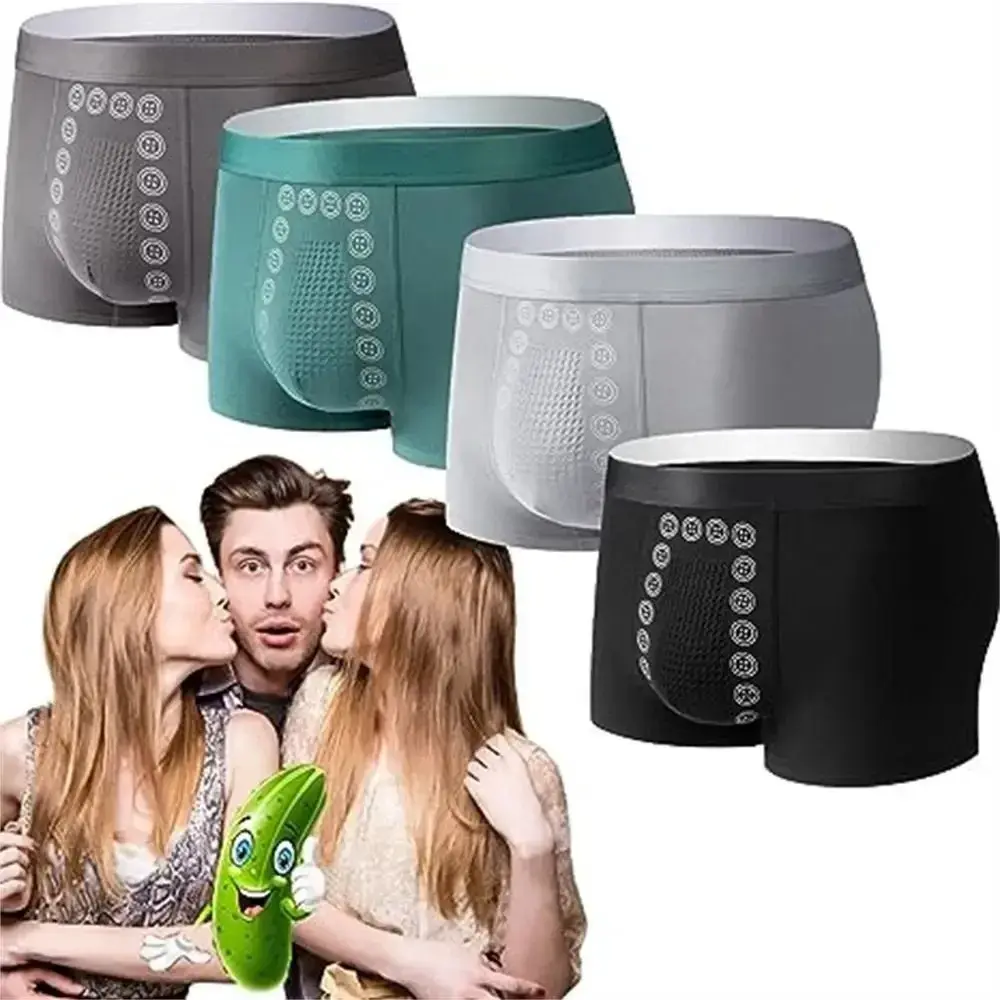 4pcs Boxer กางเกงขาสั้นผ้าไหมน้ำแข็งชุดชั้นใน Cool Underpants Breathable เซ็กซี่บางกางเกงเซ็กซี่ชุดชั้นใน U นูน — image 1