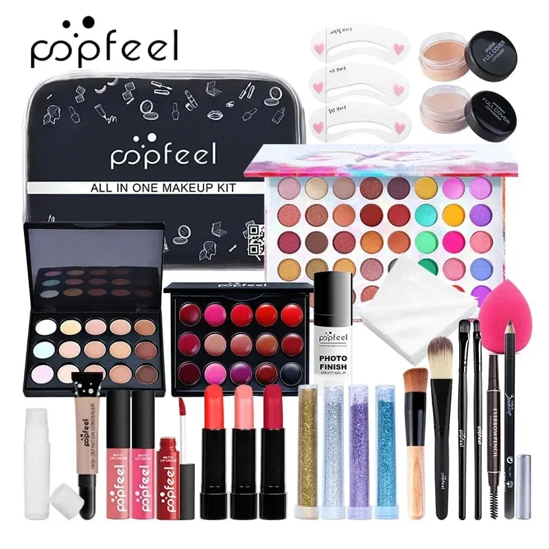 Mga Set ng Pampaganda Eyeshadow Lipstick Eyebrow Concealer Powder Brush Kumpletong Makeup Kit Para sa Babae Babae Beginner Student Full Set — image 3
