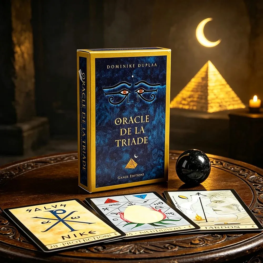 Oracle De La Triade เวอร์ชันภาษาฝรั่งเศส การ์ด Oracle อียิปต์โบราณ Mystic Divination Deck Spiritual Fortune-Telling การ์ดเกม — image 2