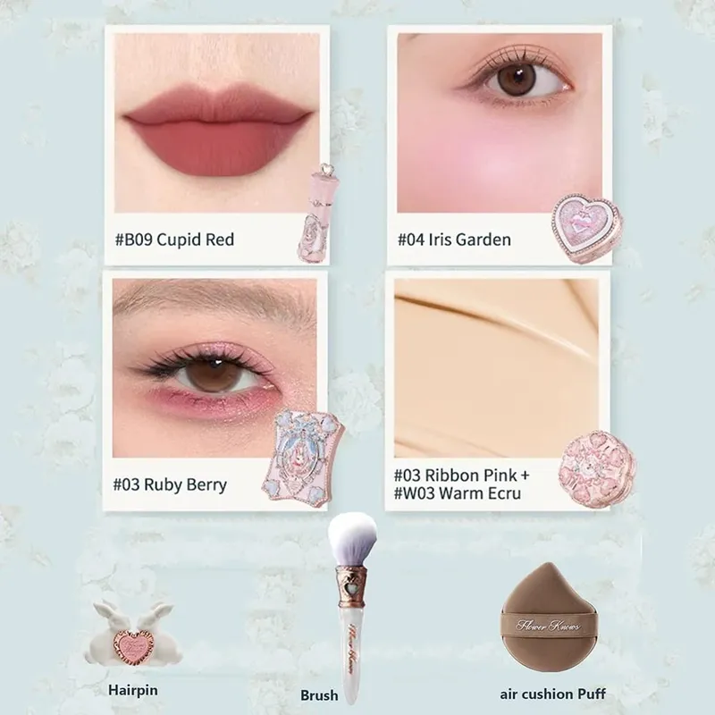 Коллекция Flower Know Little Angel, подарочная коробка для макияжа, тени для век, румяна, крем, матовая помада, хайлайтер, полный комплект «все в одном» — image 22