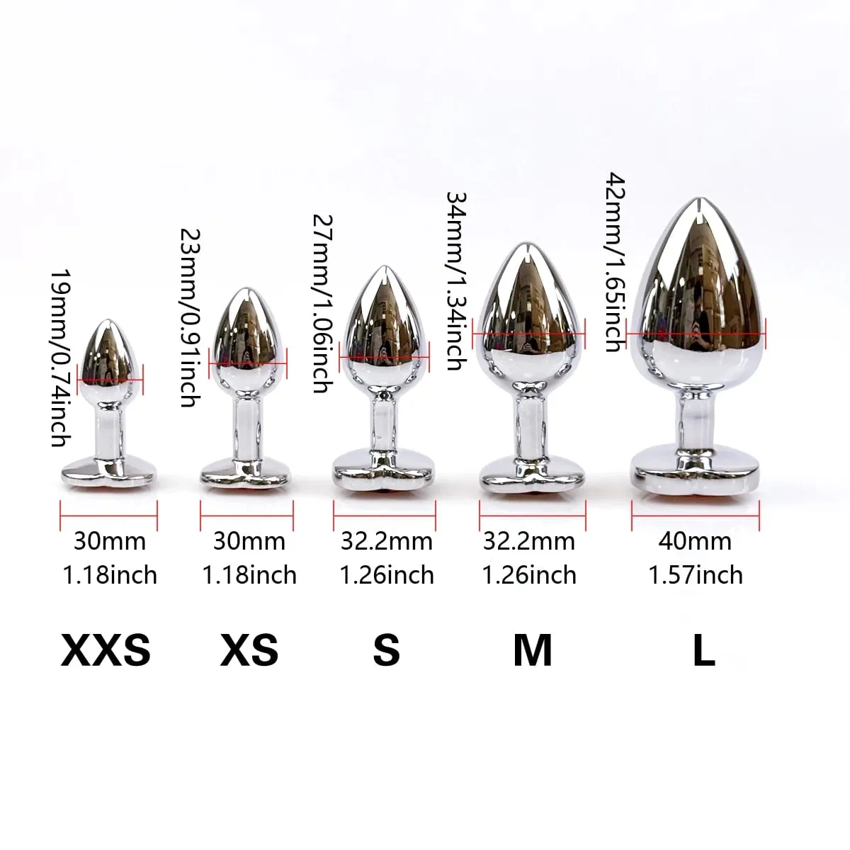 5 Sizes Heart Metal Crystal Anal Plug Stainless Steel Butt Plug Masturbation Stimulator Dildos Adult Sex Toys For Women Men — image 3