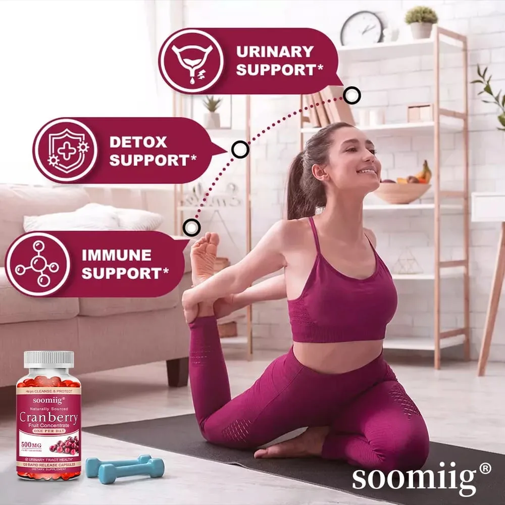 Kapsul Cranberi Organik - Kaya dengan Vitamin C Menyokong Saluran Kencing dan Kesihatan Pundi Kencing Menggalakkan Detoksifikasi Pembersihan — image 2