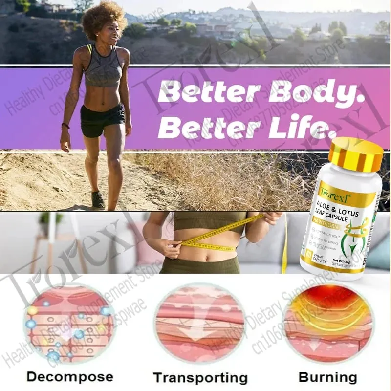 Aloe & Lotus Leaf Capsules Flat Tummy Pills Appetite Suppressant Detoxification Preserve Lean — image 4