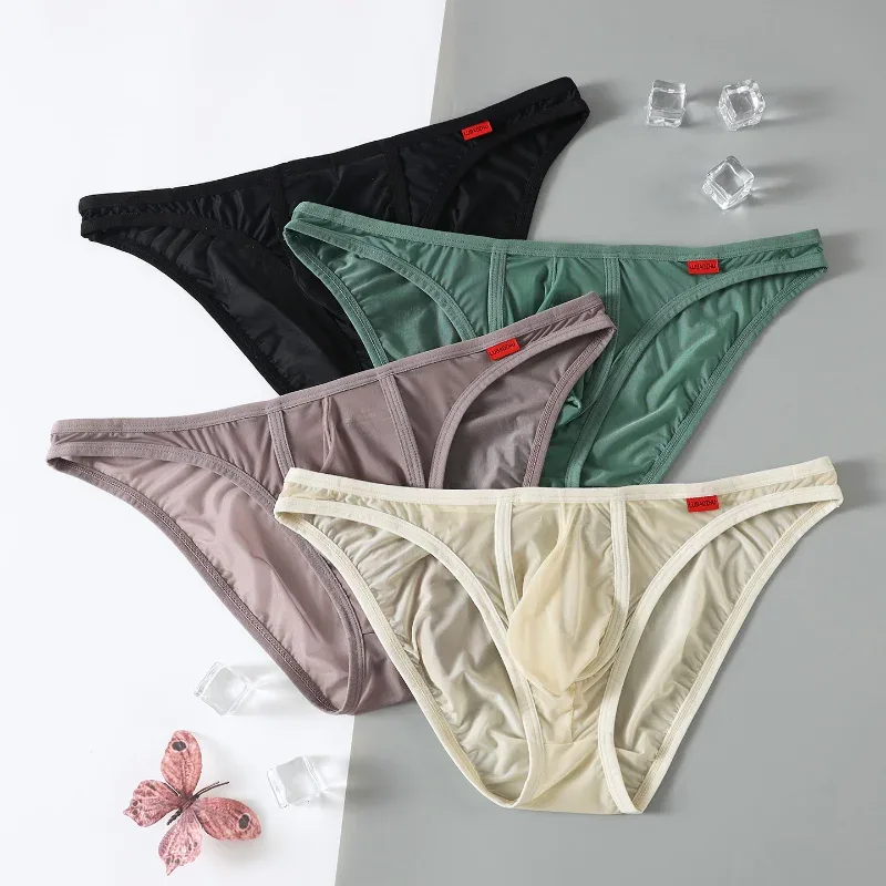 Herrbyxor Ultratunna Mesh Transparenta underkläder Andas Snabbtorkande Lågväxt sexiga U-formade påstrosor Tanga Slip — image 4