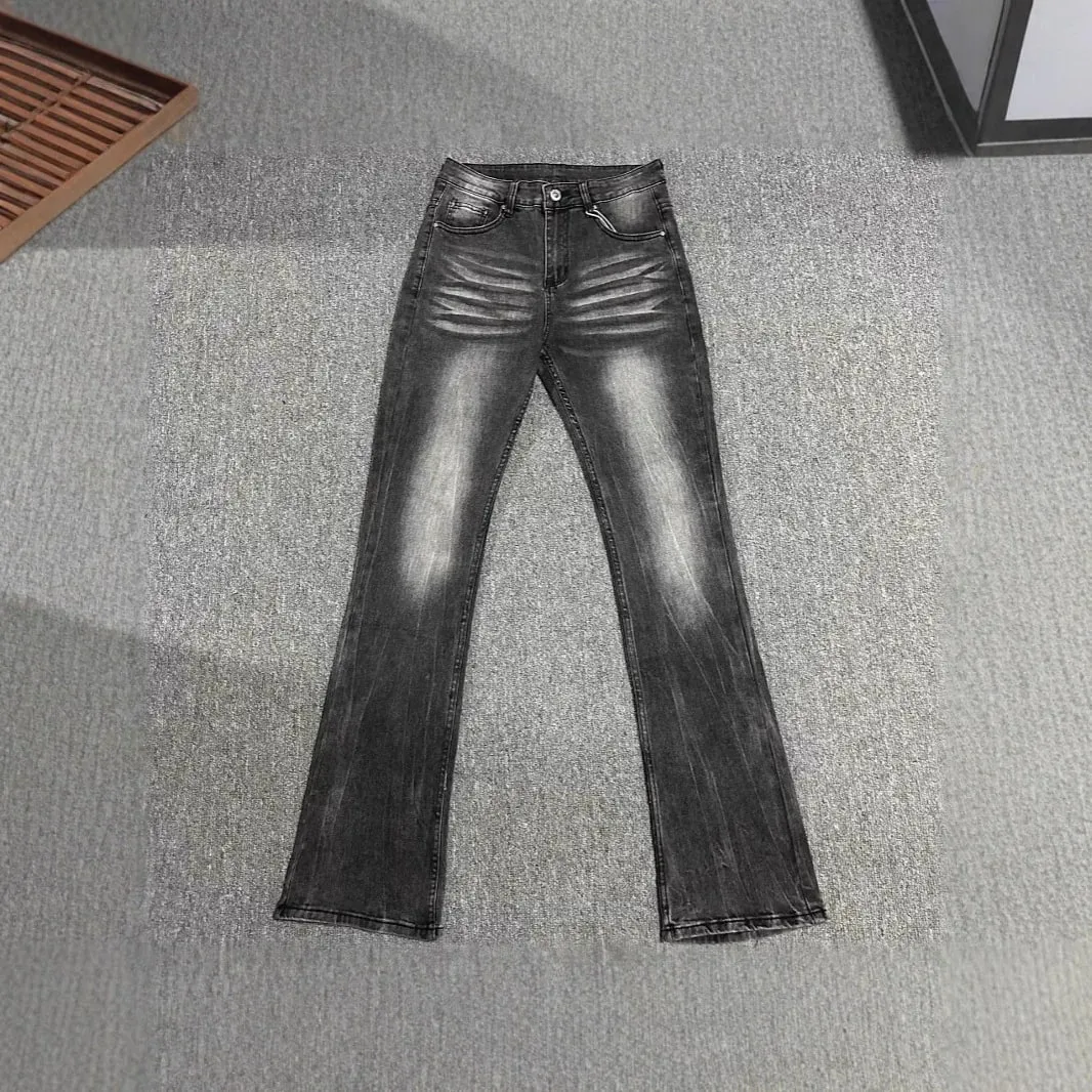 Jeans Denim Potongan But Lelaki Kelabu Hitam Seluar Kapas Berkualiti Tinggi Seluar Berkobar Regangan Slim Klasik — image 5
