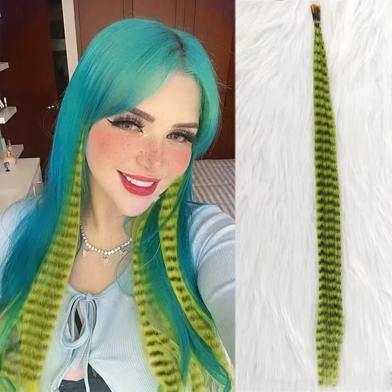 10-Piece Rainbow Synthetic Feather Extensions Multicolor 16-Inch Hair Add-ons Suitable for Women