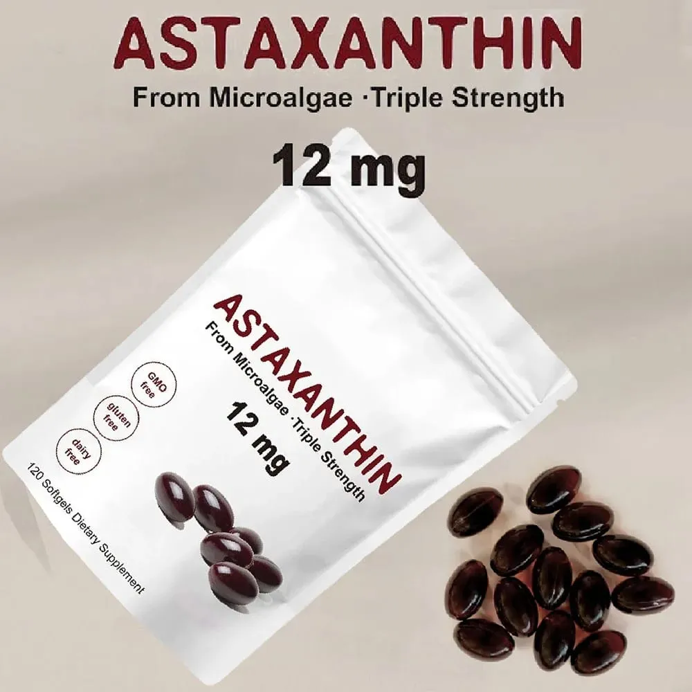 Astaxantina 12mg Integratori antiossidanti di astaxantina premium | Supporta la circolazione interna delle articolazioni oculari e la salute della pelle | Abbronzatura — image 1