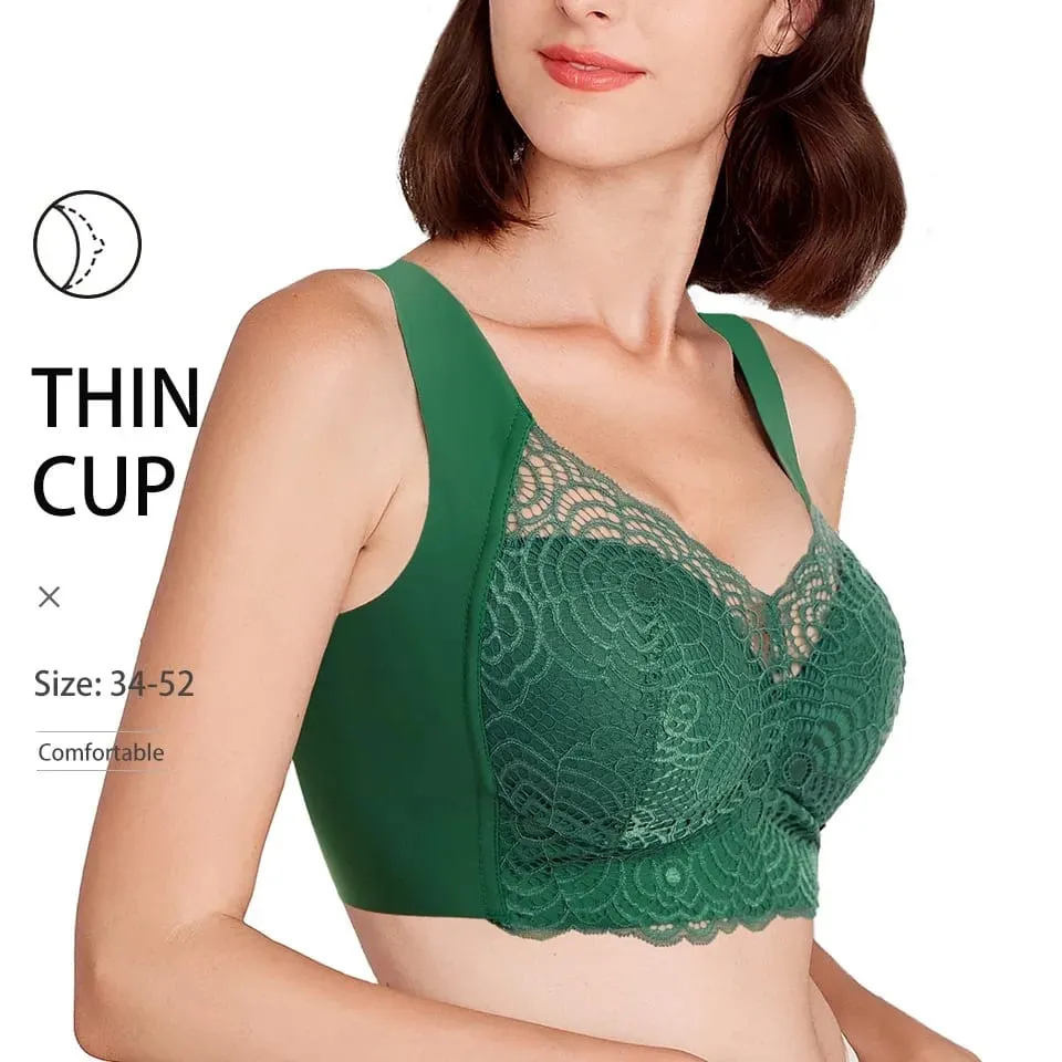 Biancheria intima sexy taglie forti Reggiseni in pizzo senza cuciture Top Coppa sottile senza fili Reggiseno Gilet da notte Lingerie Coppa C D — image 2