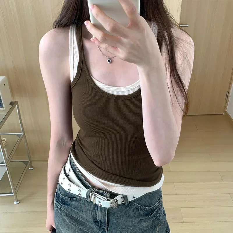 Zjaiss 2026 Summer Women Tank Top Slim Fit U-Neck Sleeveless Cami Top Trendy Solid Color Versatile Y2K Camisole for Outdoor Wear — image 12