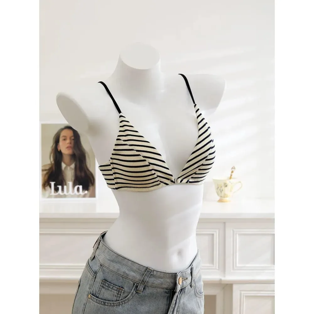 Kvinder Front lukning BH Sæt Sommer Tynd Let Bomuld Fransk Trekant Skål Rygløs Beauty Back Lingeri dragt til lille bryst S-XL — image 4