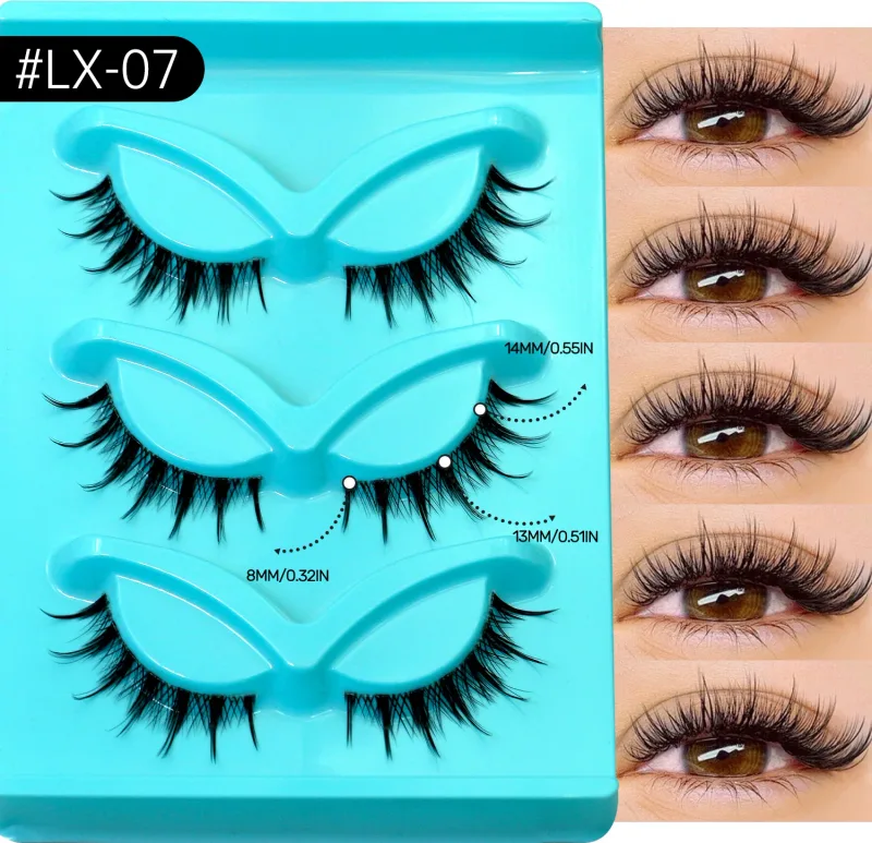 3 paires de cils Manga cils naturels œil de chat bande transparente faux cils aspect naturel faux cils bandes maquillage — image 12