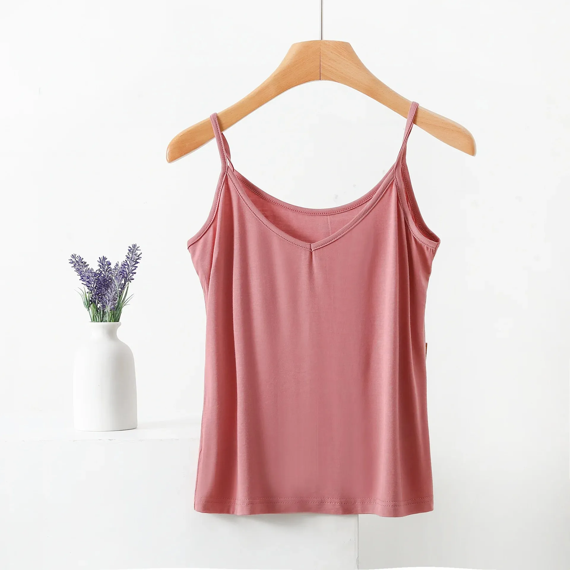 Spaghettiträger-Top für Damen, Neckholder, V-Ausschnitt, Basic-Cami, ärmellose Tanktops, Damen-Sommer-Unterhemd, einfarbig — image 13