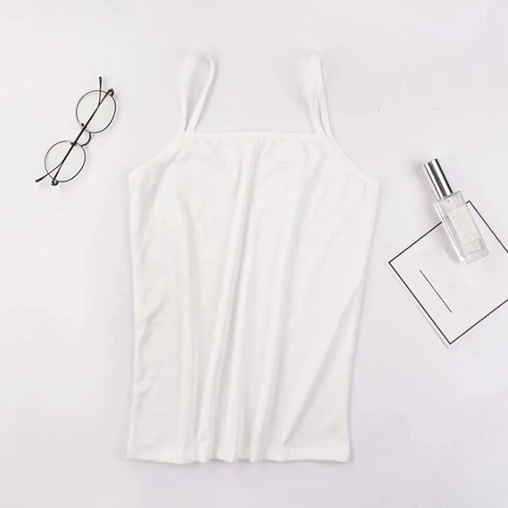 Tank Top Warna Solid Baru Atasan Crop Tali Spaghetti Katun Lembut Kamisol Kasual Musim Panas Rompi Dasar Tanpa Lengan Atasan Wanita Musim Panas — image 12