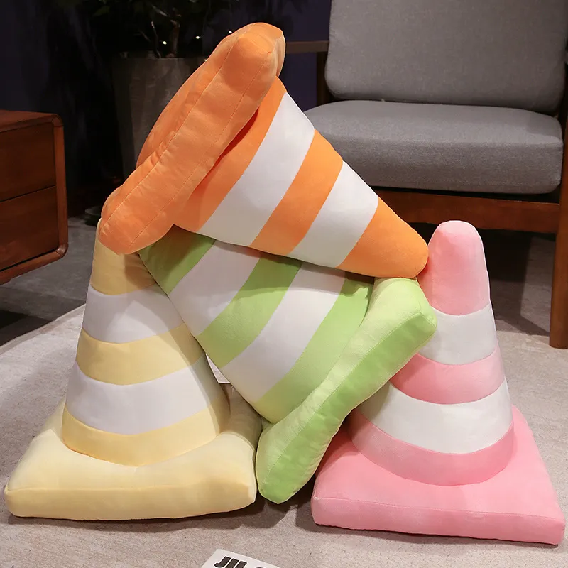 Roadblock Cushion Stuffed Soft Lifelike Plush Traffic Cone Road Construction Cone Pillow Kids Toys Home Decoration — image 4
