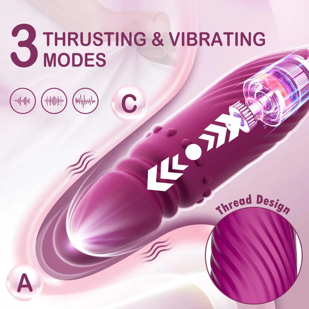 Vibromasseur Rose 4 en 1 pour femmes, gode de poussée du point G avec succion du mamelon du Clitoris, fonctions de Massage, jouet sexuel pour adulte — image 5
