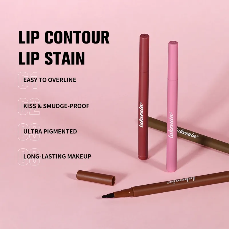 Lakerain Lip Contour Lip Stain ปากกา Smudge-proof Non-Stick CUP Moisturizing Lip แต่งหน้าเครื่องสำอางค์ 2-in- 1 Lip Stain & Liner — image 3