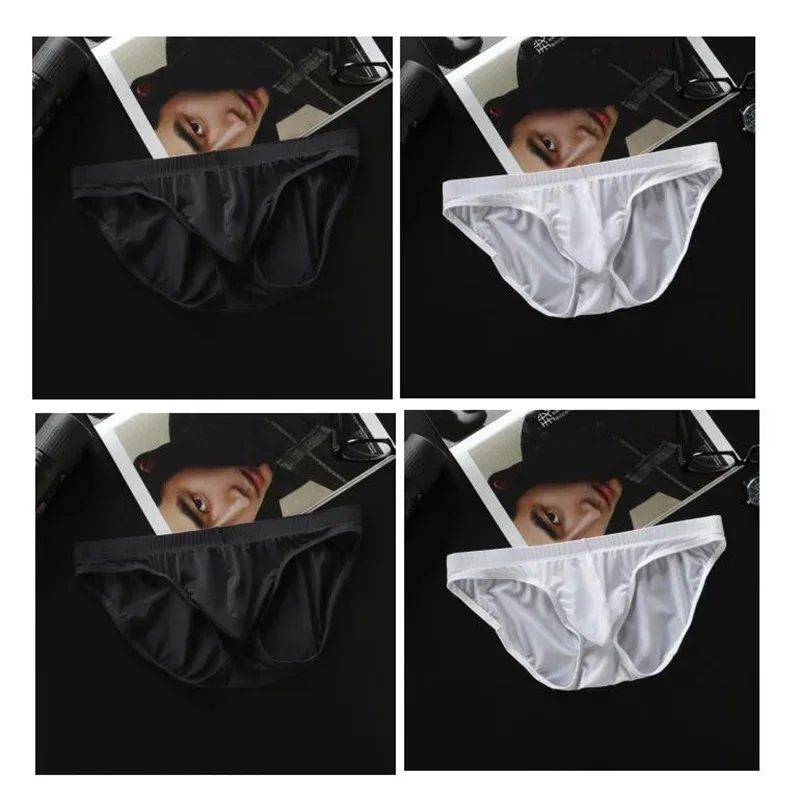 4 Pcs/pack M-4XL Ultra-thin Ice Silk Men Seamless Briefs Transparent Mens Sexy Bikini Underwear Male U Pouch Panties — image 10