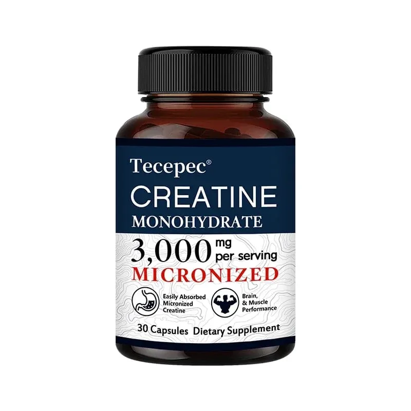 Creatine Monohydrate 3000 mg Capsules Supports Pre-Workout and Healthy Muscles Focus & Memory Easy to Absorb Easy to Swallow
