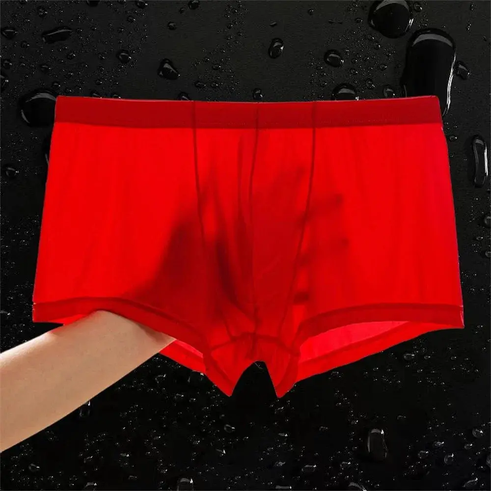 Transparente Boxer Männer Eis Seide Schnell Trocknend Männliche Badehose Sommer Nahtlose Unterwäsche Ultra-dünne Plus Größe Shorts — image 4