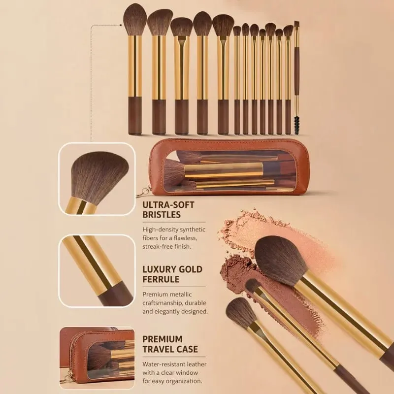 Bộ Cọ Trang Điểm Chuyên Nghiệp 13 Chiếc 13 Cọ Có Độ Chính Xác Cao Với Túi Bảo Quản Di Động Đựng Mỹ Phẩm Dụng Cụ Trộn Kem Nền — image 3