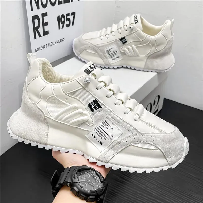 Kasut Lelaki Kasut Kasual Retro Musim Bunga Musim Bunga Platform Chunky Patchwork Mesh Lace Up Kasut Lari Lelaki Berjalan — image 5