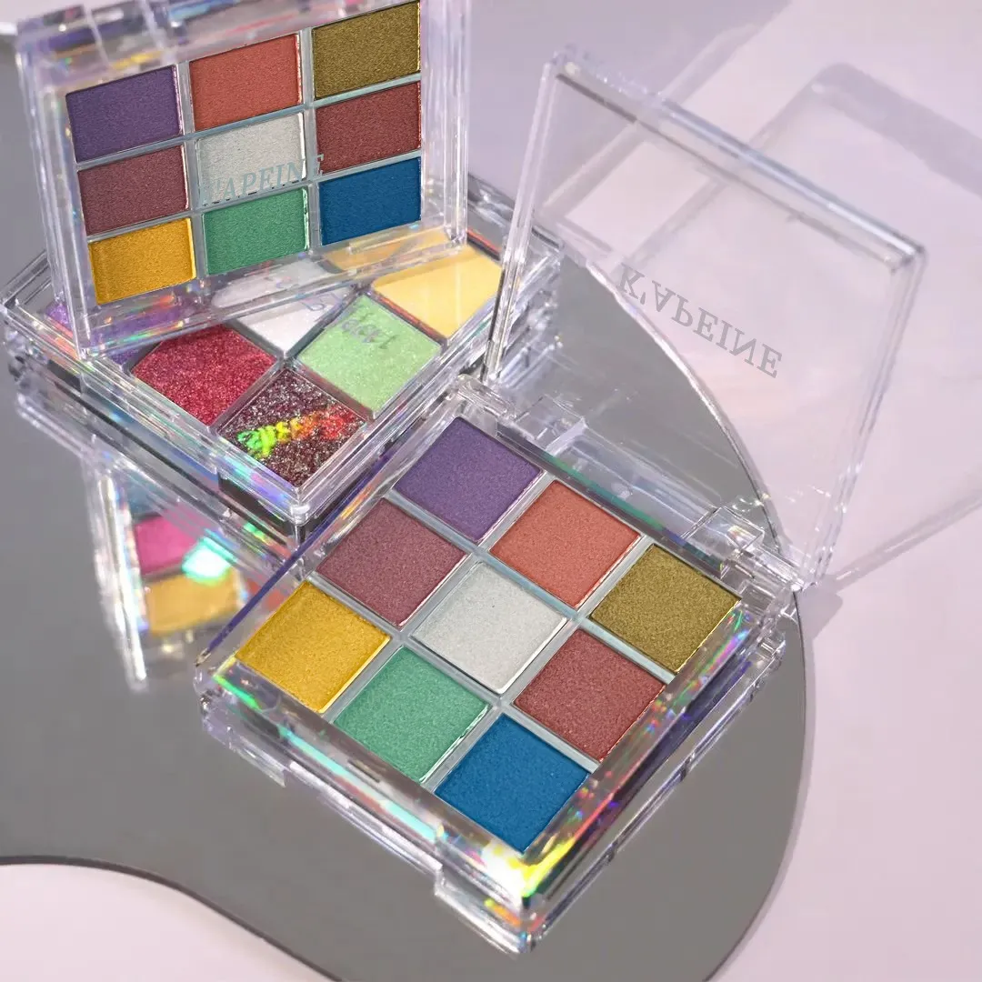 Tavolozza di ombretti Chameleon glitter a 9 colori Tavolozza di ombretti in polvere pressata a lunga durata impermeabile Kit cosmetico per trucco occhi per donna di moda — image 7