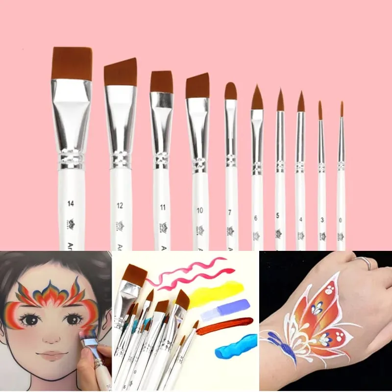 10 ชิ้น Professional ภาพวาดชุดแปรงขนแปรงไนลอนสำหรับ Stage แต่งหน้ากลีบโดมเคล็ดลับ Art แต่งหน้าเครื่องมือ — image 1