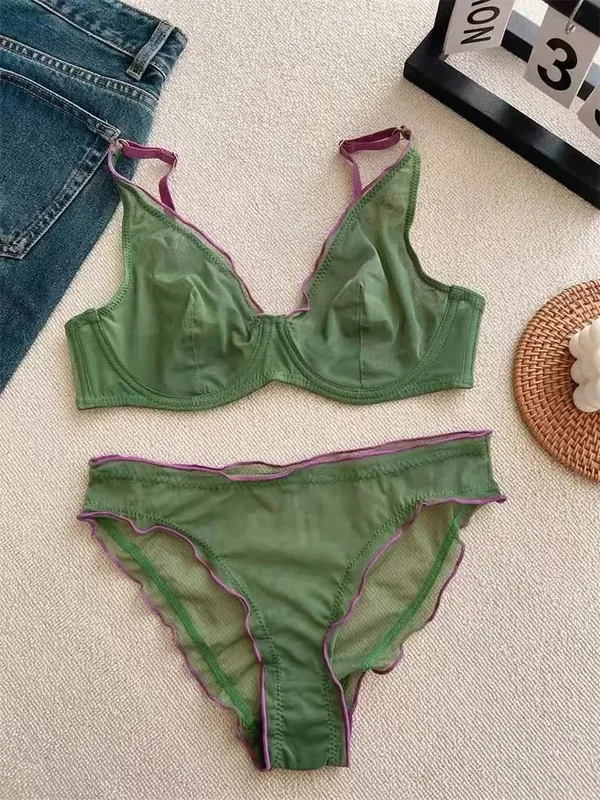 Set di reggiseno a coppa piena da donna di nuovo arrivo Set di biancheria intima comfort quotidiano ultra sottile minimizzatore supporto sexy anti-cedimento laterale sottile ABCD — image 15