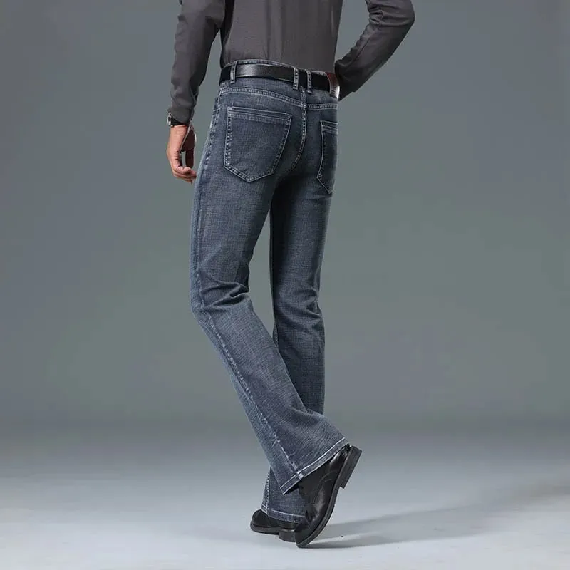 2026 Autumn And Winter Men's Mid Waist Micro Flared Jeans High-End Loose And Comfortable Blue Gray Casual Pants — image 5