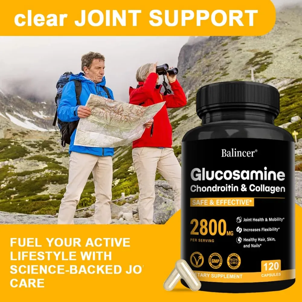 Glucosamin Chondroitin MSM Kapsler Ledstøttetilskud Støtte Bruskfleksibilitet Knoglestyrke & hår Hud Negle — image 5