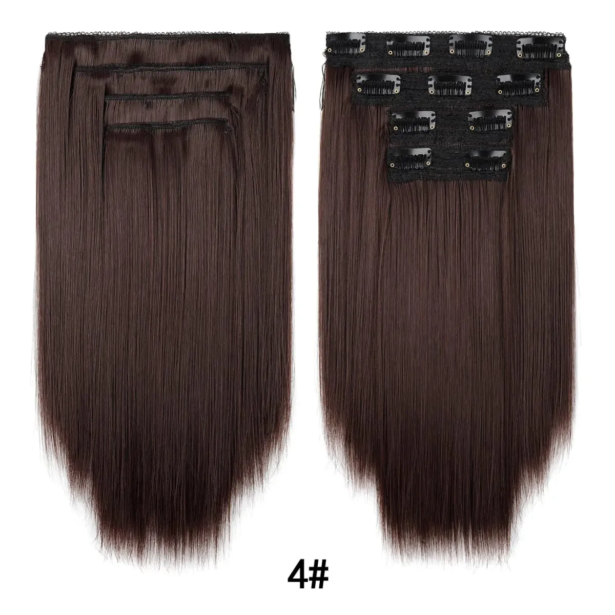Clip In Hair Extensions 4Pcs/set Full Head 12 Inch Straight Short Synthetic Highlight Hair Extensions For Women Daily Use