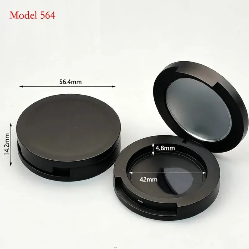 Batchpris for sort farve rund form plast makeup emballage Tom kompakt pulveretui Pulver Blusher Container — image 7