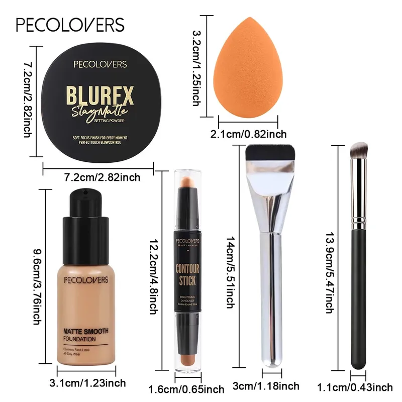 6PCS Face Makeup Kit 1 Foundation +1 Pressed Powder+1 Contour Set - Long-Lasting End Resistant to Makeup Fading — image 5