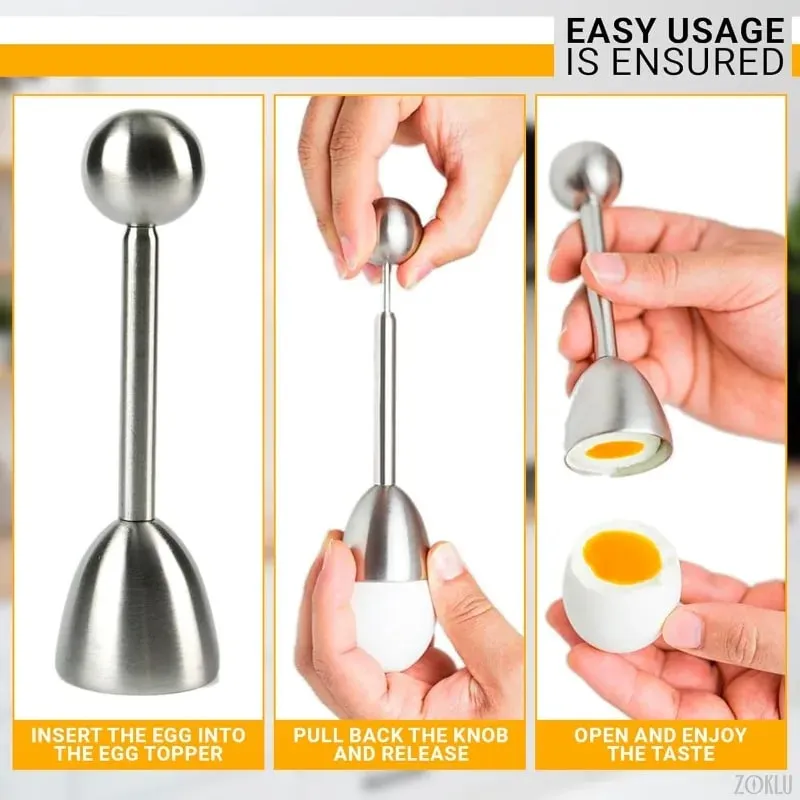 Apriscatole per uova in acciaio inossidabile Apriscatole Testa d'uovo Taglierina per guscio d'uovo Portauova Utensile multiuso per uova Gadget da cucina — image 4