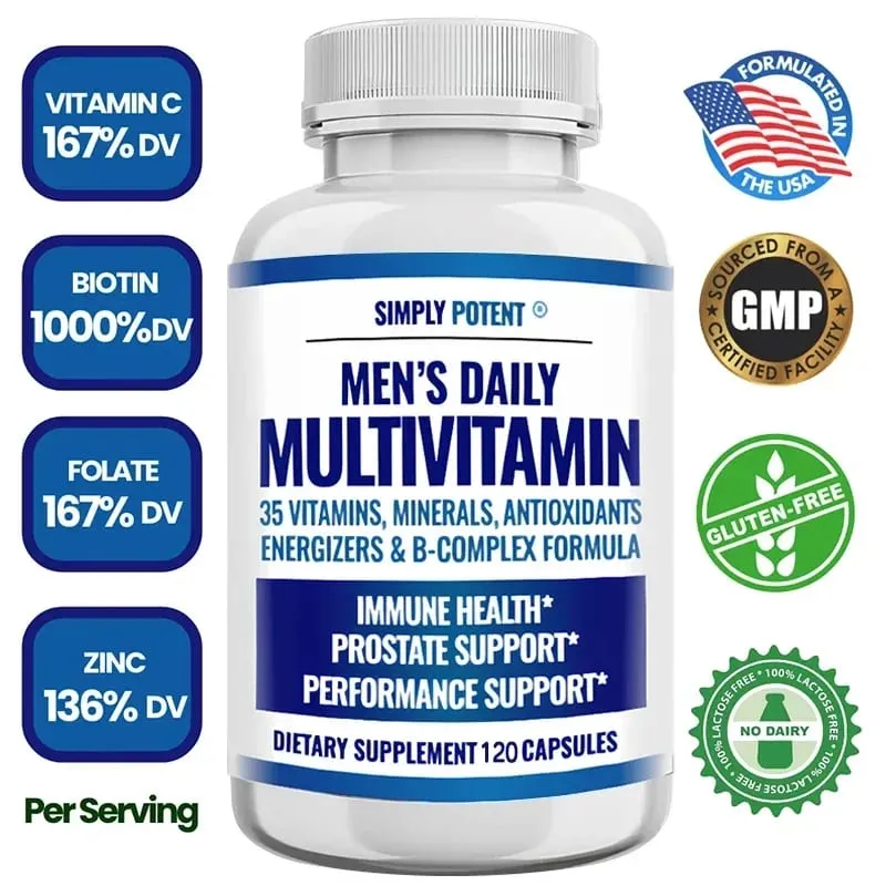 Multivitamin Harian Pria untuk Metabolisme Konsentrasi Energi Prostat Vitamin Imunitas: A C D E (B1 B2 B3 B5 B6 B7 B9 B12) — image 2