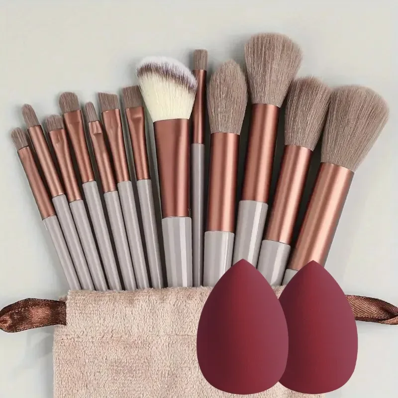 13 ชิ้น Soft Fluffy ชุดแปรงแต่งหน้าสำหรับเครื่องสำอางค์ Foundation Blush Powder อายแชโดว์ Kabuki ผสมฟองน้ำแต่งหน้าไข่ — image 8
