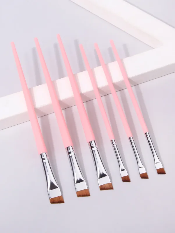 6 adet ince Eyeliner makyaj fırçası seti ince astar fırçaları profesyonel açılı kaş fırçası yüksek kaliteli kaş kontur makyaj aracı