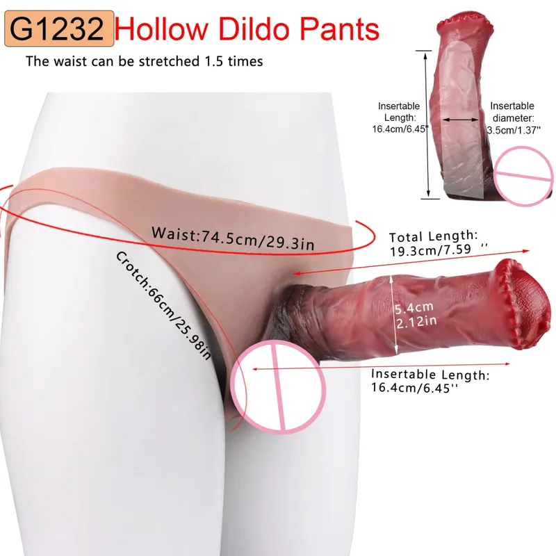 Male Strap-On Long Hollow Dildo Ultra Realistic Penis Extend Sleeve Pants насадка на член Male Cock Cover Sex Toys — image 32
