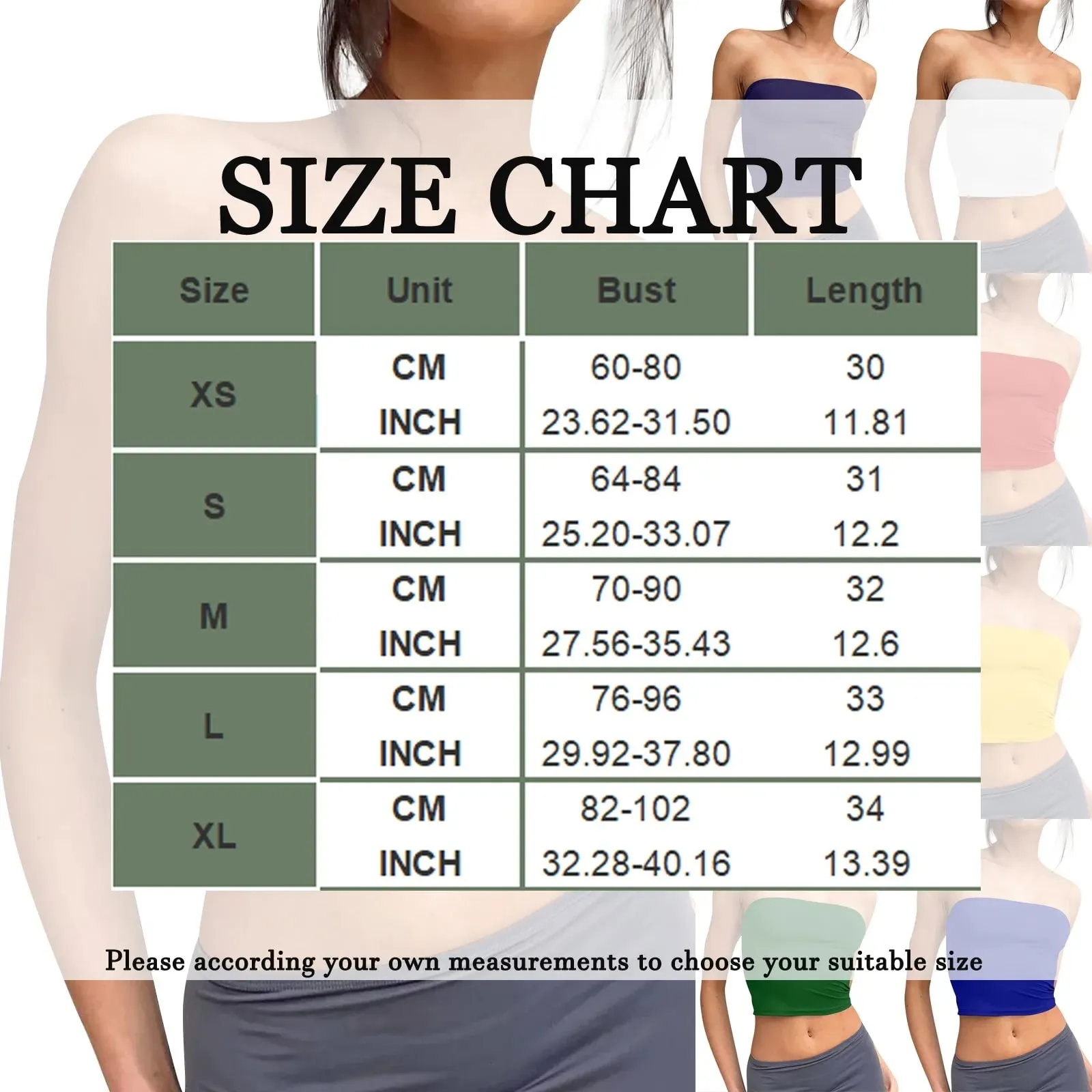 Trägerloses Crop-Top für Damen, Basic, rückenfrei, ärmellos, Bandeau, niedlich, sexy Tops, Trend, Street-Fashion, klassisch, einfarbig, Röhren-Tops — image 7