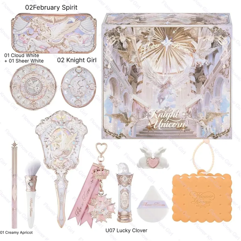 Flower Knows Full Makeup Kit Luxusní dárková krabička Paletka očních stínů Blush Krém na rty Krém na ruce Zrcátko do vlasů Přívěsek taštička s klipem Cute Beauty Cos — image 7