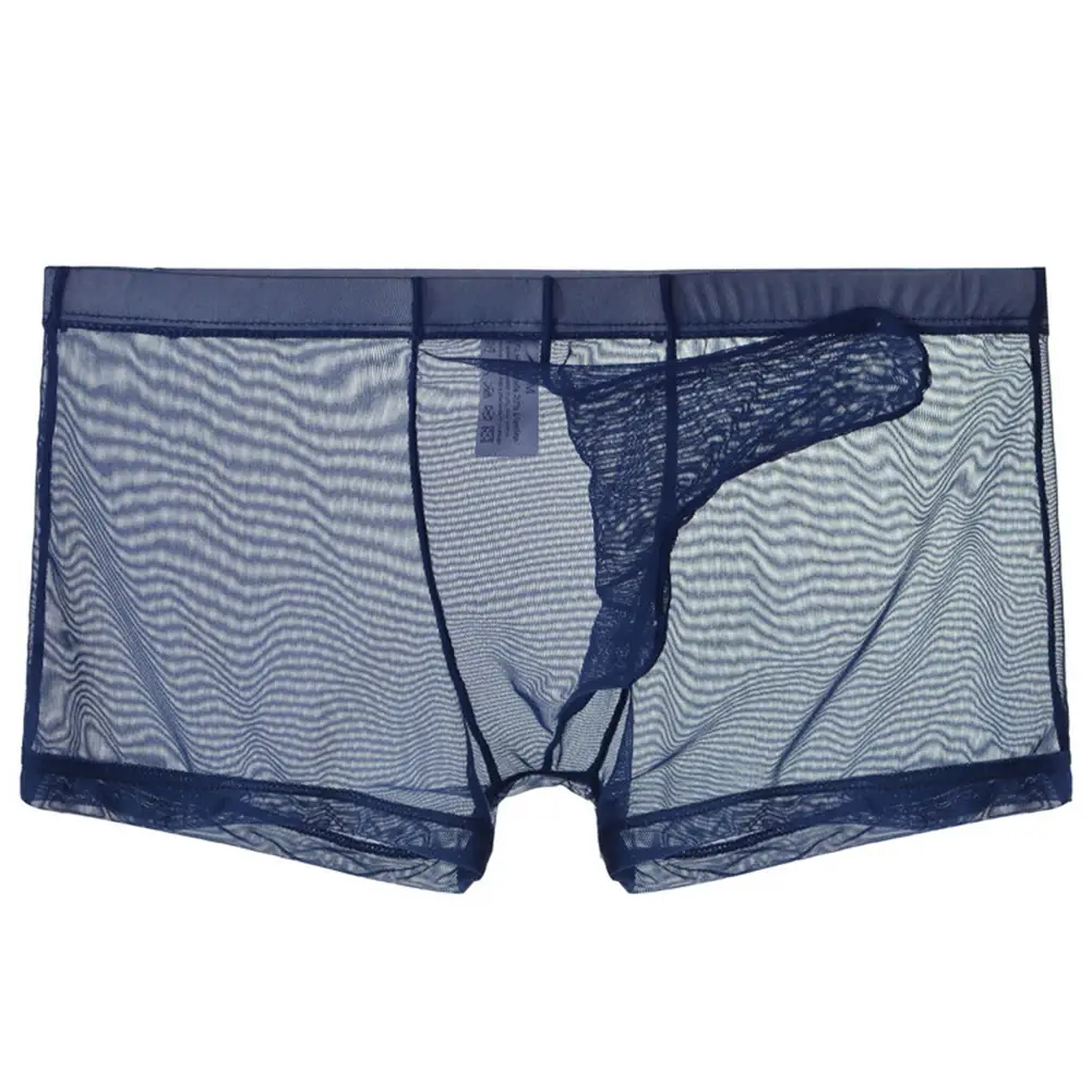 Sexy Men Mesh Transparent Lightweight Underwear See Through Breathable Boxer Briefs Panties Bullet Separation Male Boxer Panties