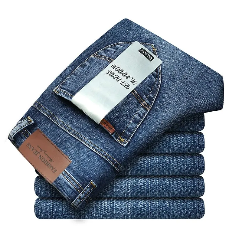 Wthinlee 8 Models Spring Autumn Business Jeans Men Casual Straight Stretch Fashion Classic Work Denim Trousers Brand Clothing