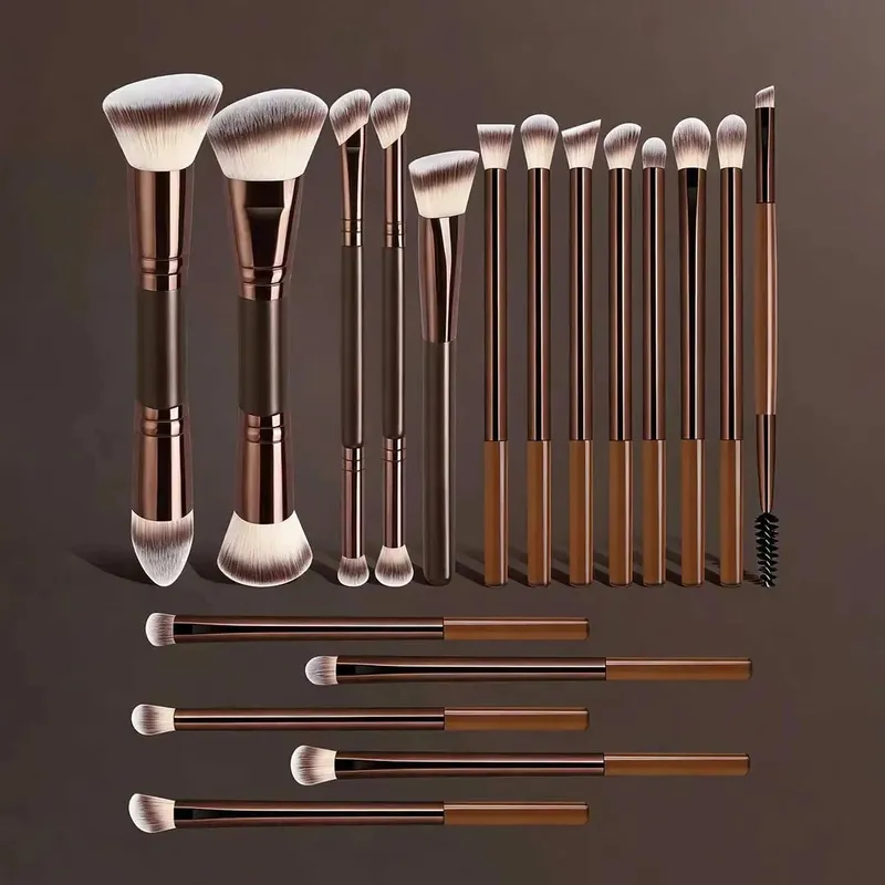 Set Berus Solek Aluminium Profesional Termasuk Berus Mekap Rambut Sintetik Berkualiti Tinggi Lembut Berus Bedak Bedak. — image 3