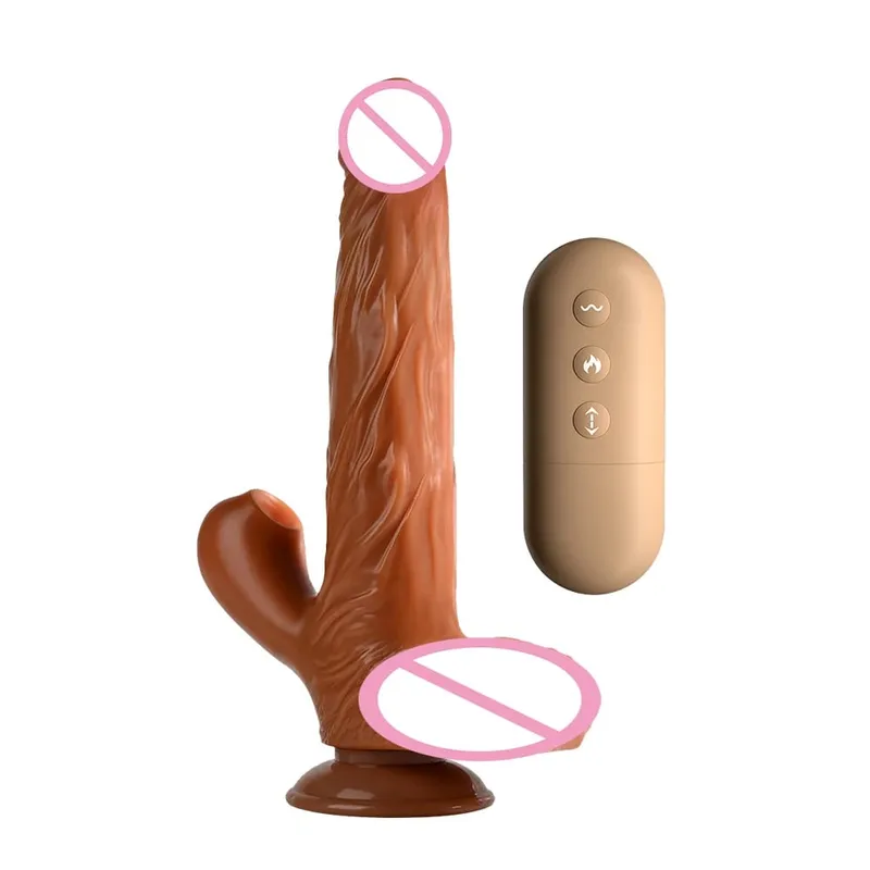 Teleskopopvarmning Realistisk Dildo Vibrator Fjernbetjening Big Penis Massager Vaginal Anal Onani 18 Voksen Sexlegetøj Kvinder — image 12